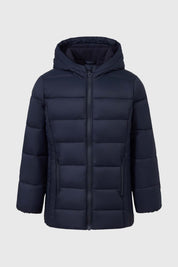Parka Escolar Larga Con Polar Azul