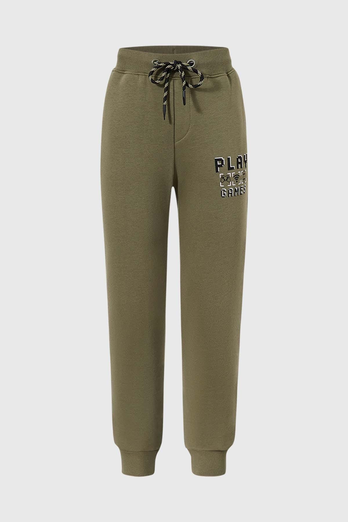 Pantalón Buzo Niño Jogger Print Verde