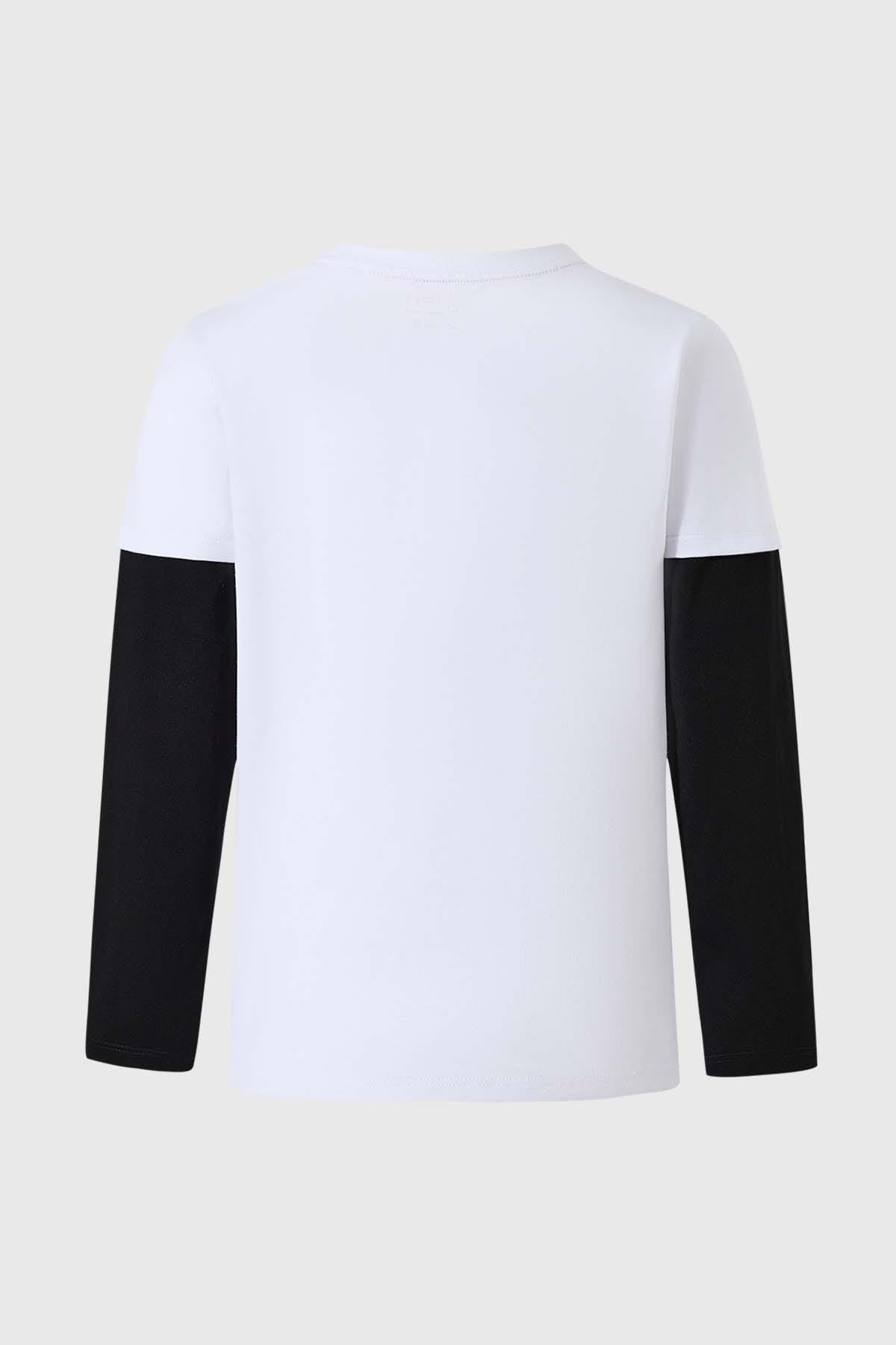 Polera Niño Doble Manga Básica Blanco