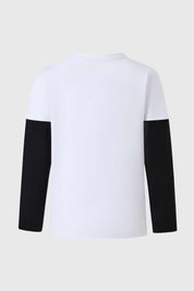 Polera Niño Doble Manga Básica Blanco