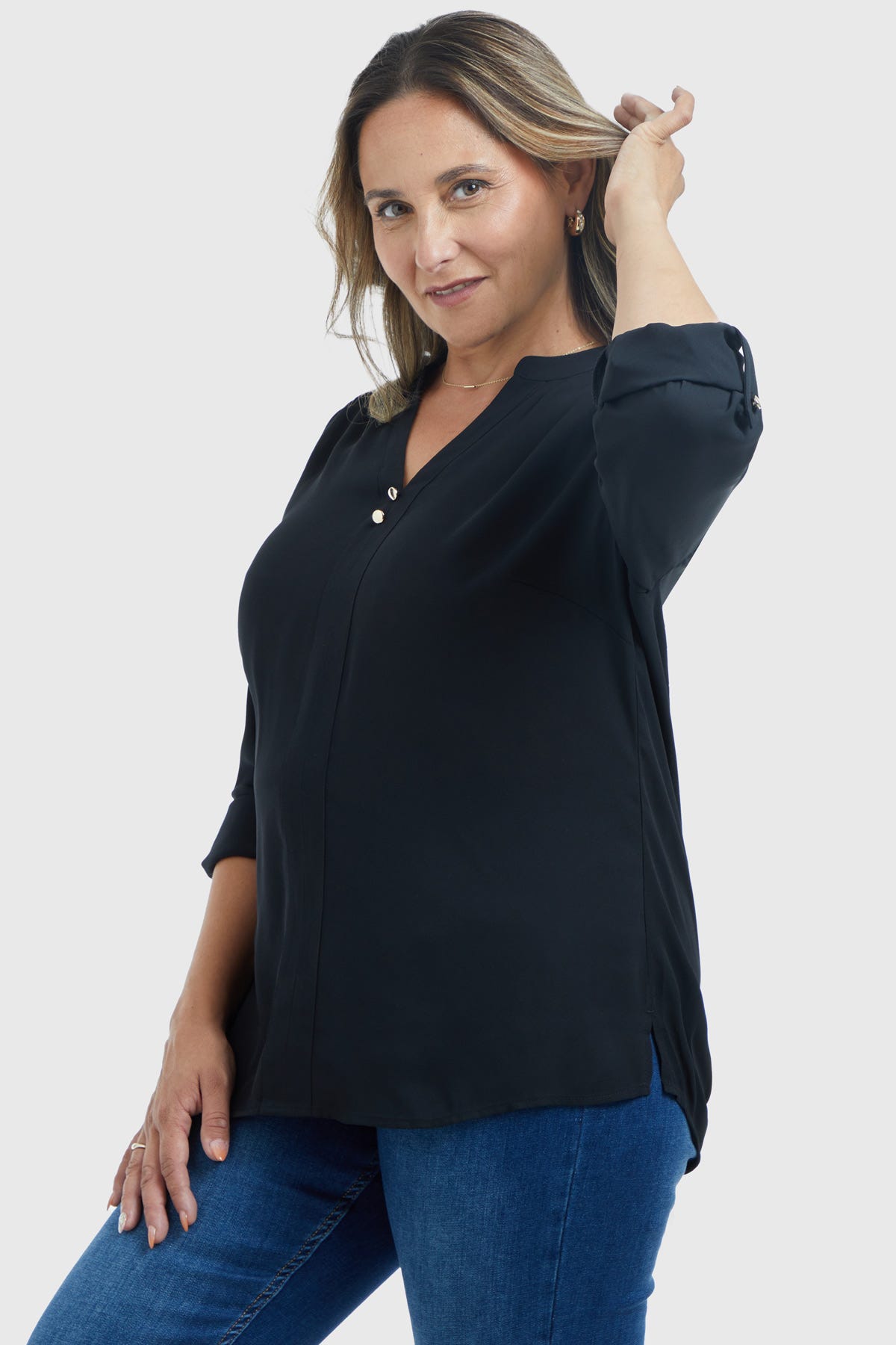 Blusa Mujer Estampado Negro