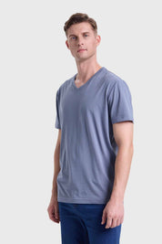 Polera Hombre Cuello V Básica Azul