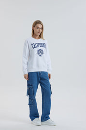 Jeans Mujer Recto Cargo Azul