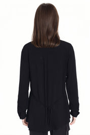 Blusa Mujer Con Plisado Y Botones Negro
