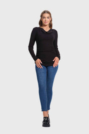 Polera Mujer Drapeado Negro