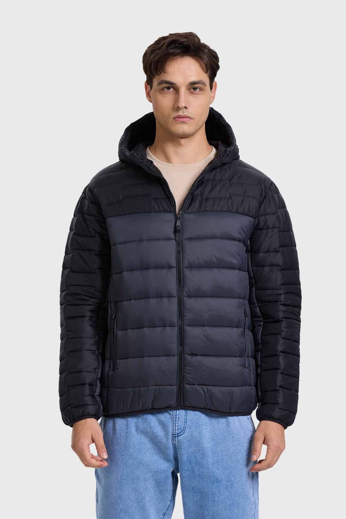 Parka Hombre Bicolor Negro