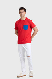 Polera Hombre Con Bolsillo Rojo