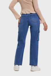 Jeans Mujer Calce Recto Cargo Café