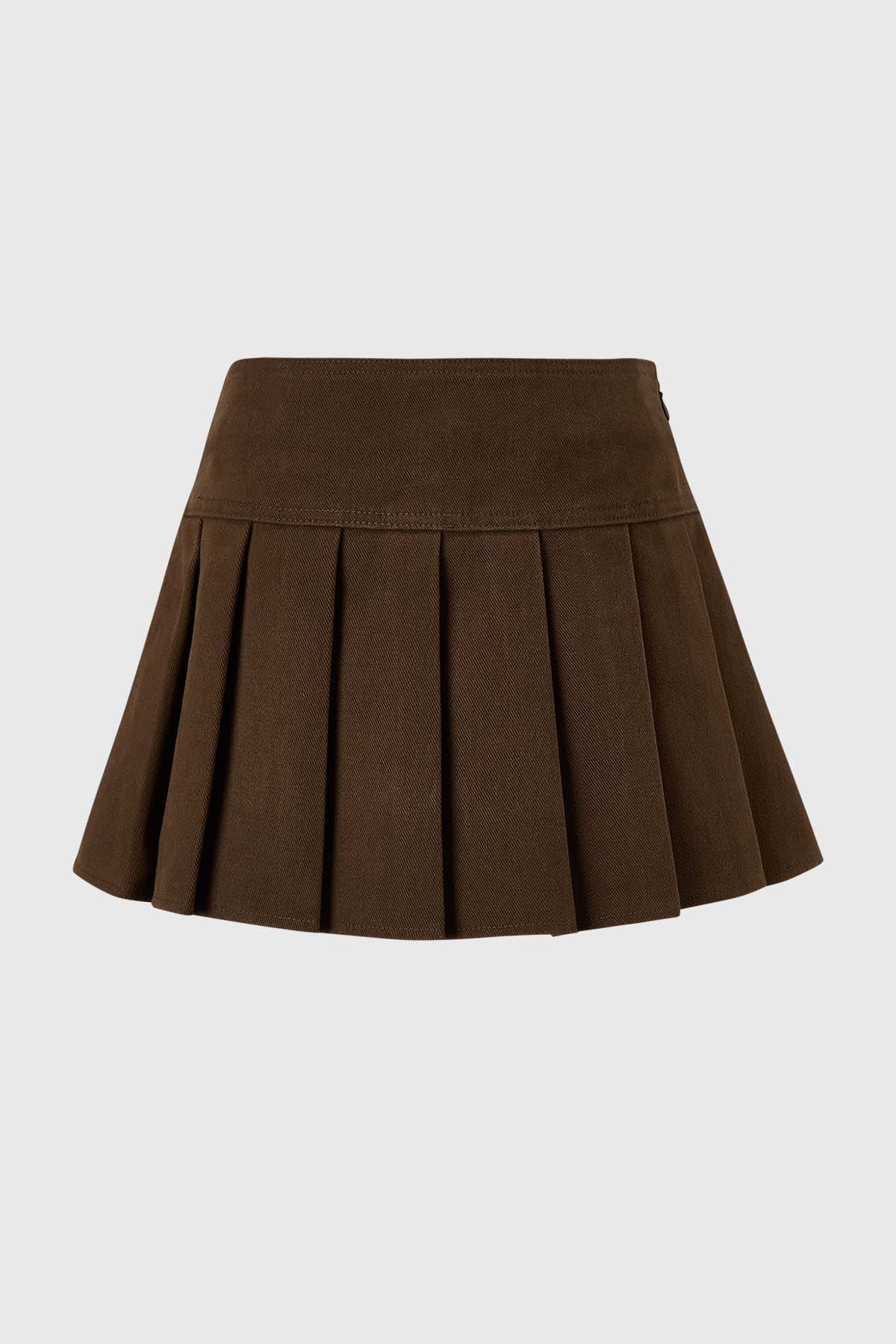 Falda Niña Tableada Café