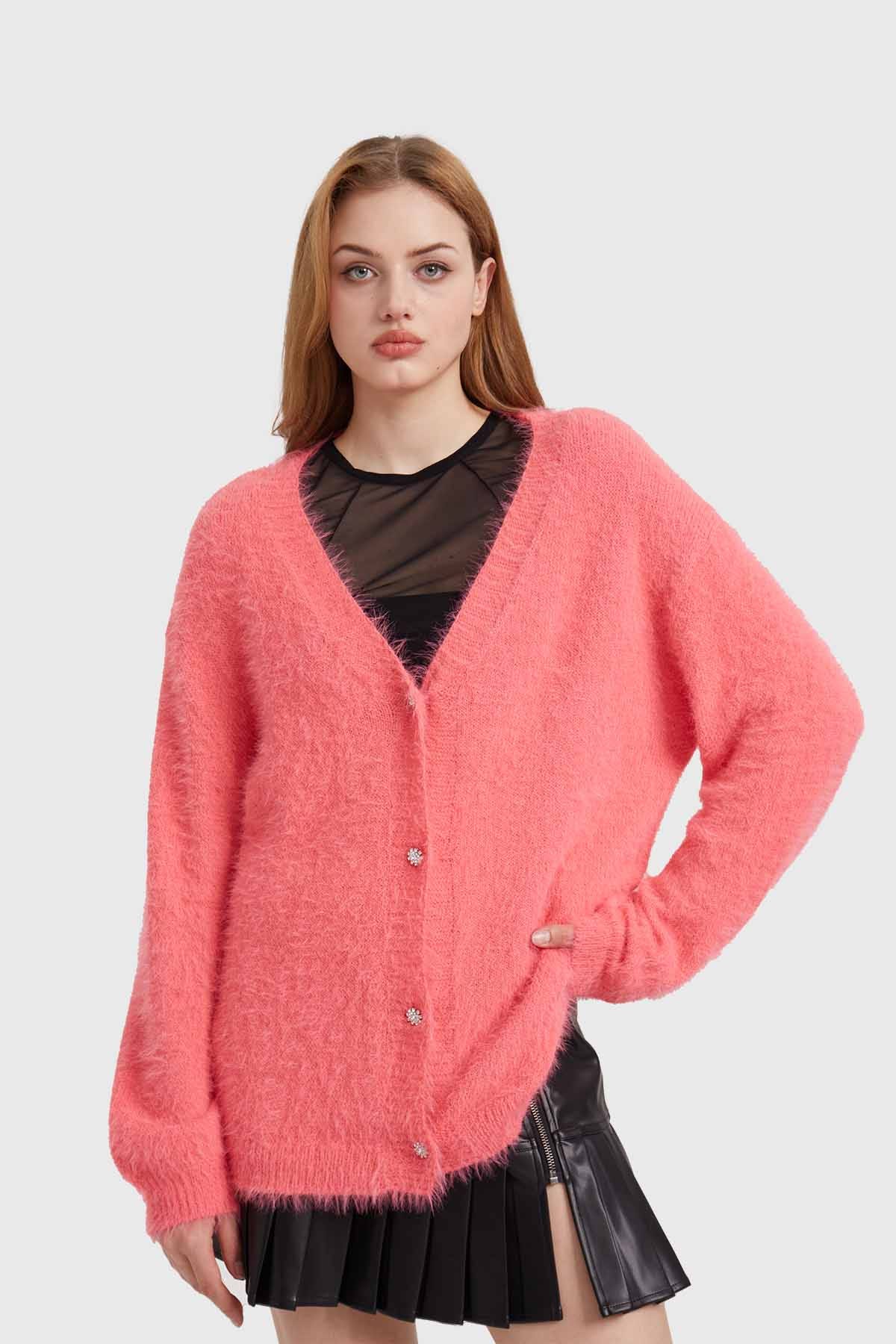 SWEATER MUJER PELUDO CORAL