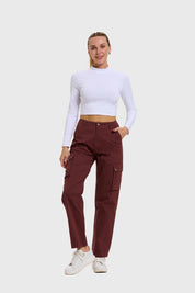 Pantalón Mujer Cargo Gabardina Café