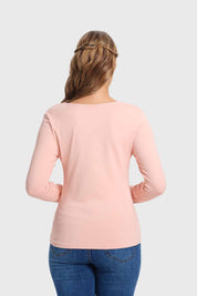 Polera Mujer Escote Cuadrado Rosado