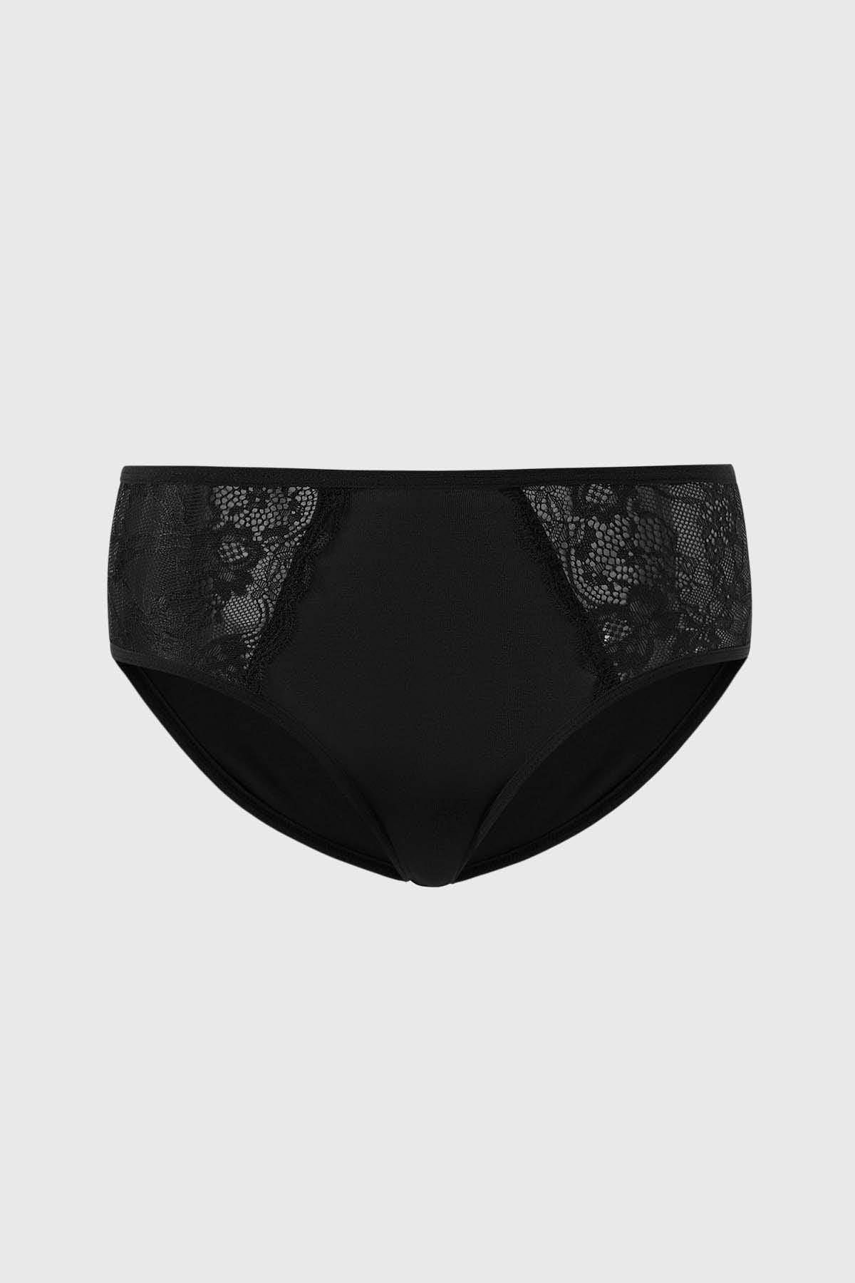 Calzón Mujer Bikini Encaje Costado Negro