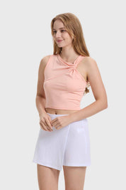 Polera Mujer Asimétrica Nudo Damasco