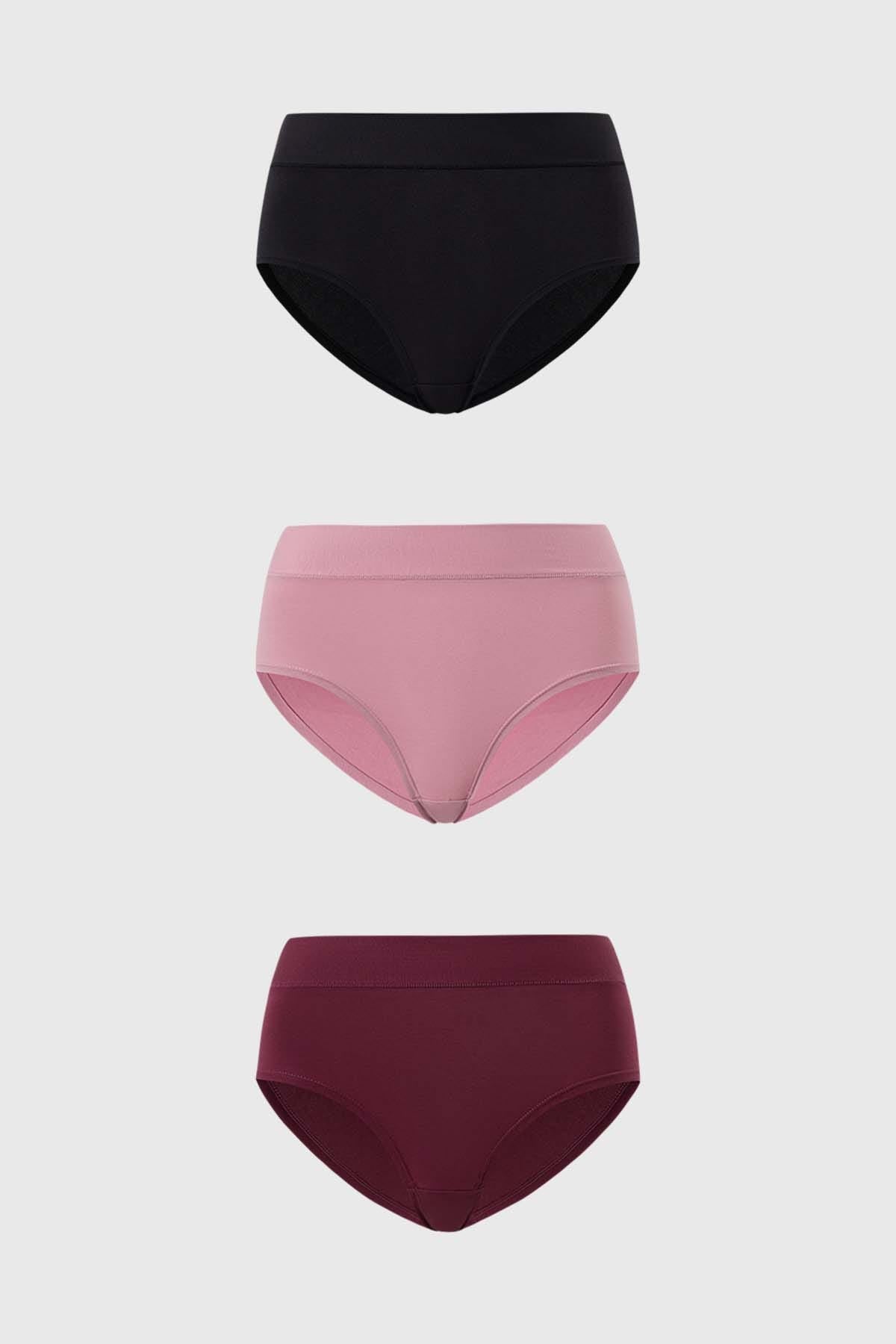 Calzón Mujer Tripack Bikini Algodón Negro
