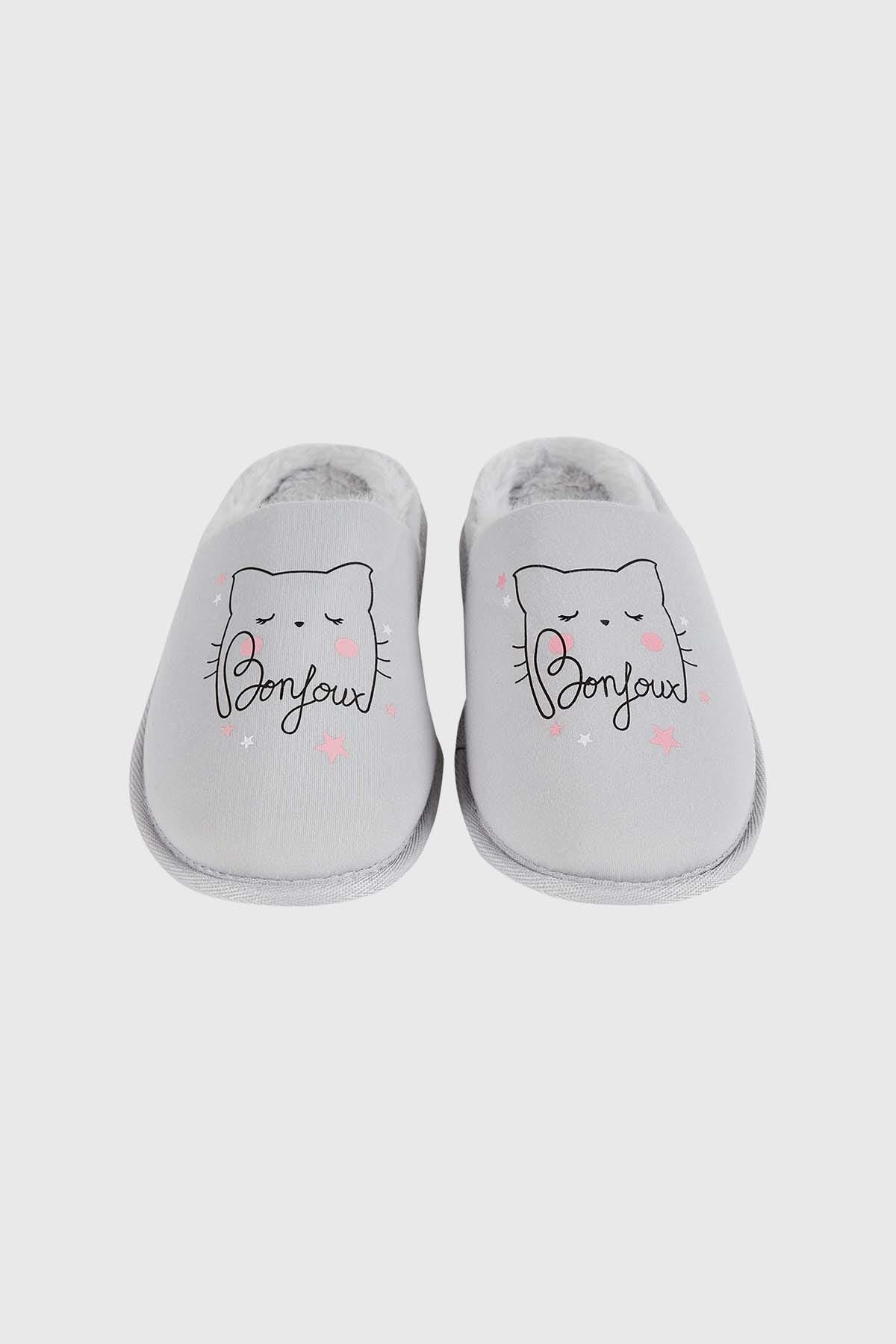 Pantufla Mujer Animales Gris