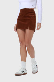 Falda Mujer Cotelé Café