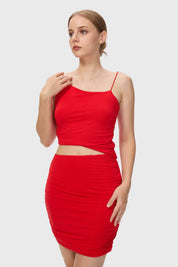 Vestido Mujer Asimétrico Drape Rojo