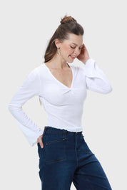 Polera Mujer Detalle Encaje Blanco