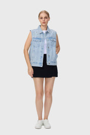 Chaqueta Mujer Denim Con Bolsillo Azul