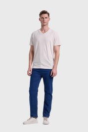 POLERA HOMBRE CUELLO V BÁSICA BEIGE