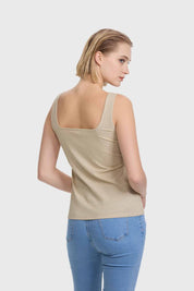 Polera Mujer Pabilo Escote Cuadrado Dorado