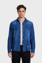Camisa Hombre Western Azul