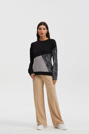 Polera Mujer Cortes Block Gris
