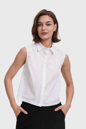 Blusa Mujer Aplicación Strass Crudo