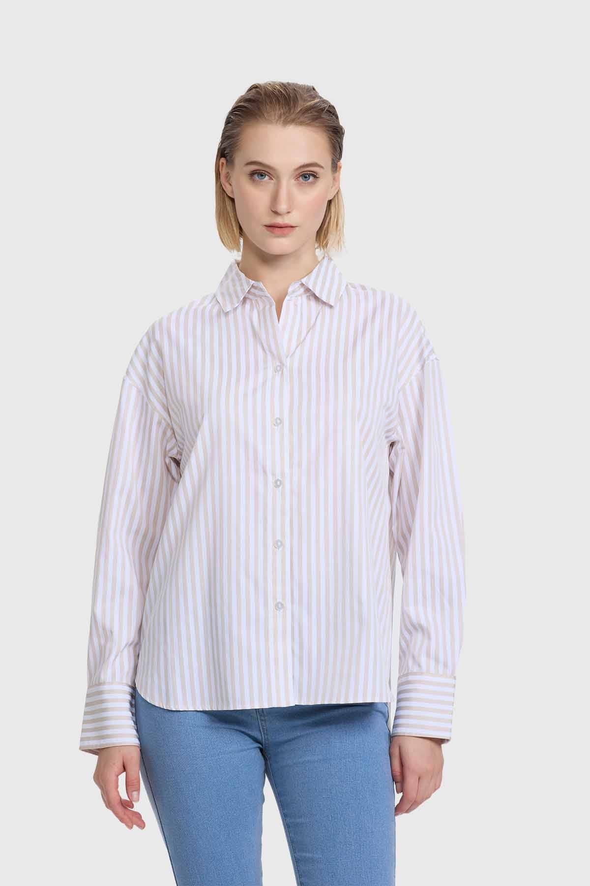 BLUSA MUJER PUÑO ANCHO ARENA