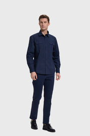 Camisa Hombre Doble Bolsillo Azul