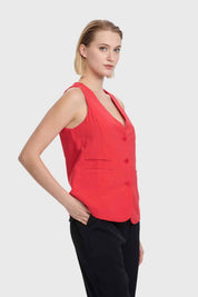 Blazer Mujer Estilo Gillet Rojo