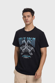 Polera Hombre Print Acid Wash Negro