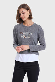 Sweater Mujer Con Faldón Marengo