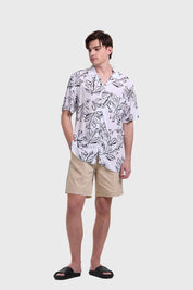 Camisa Hombre Print Tropical Blanco
