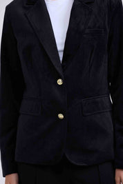 Blazer Mujer Terciopelo Con Solapa Negro