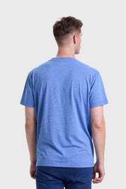 Polera Hombre Cuello V Básica Celeste Melange