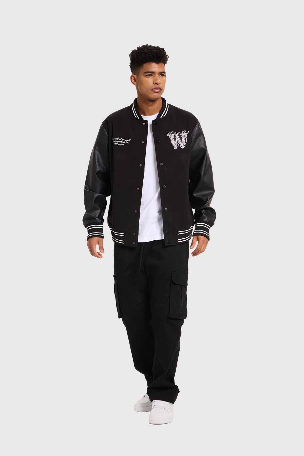 Chaqueta Hombre Varsity Negro