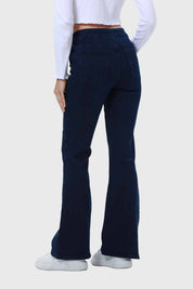 Jeans Mujer Flare Cortes Azul Índigo