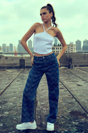 Jeans Mujer Recto Azul