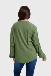 Blusa Mujer Macramé Verde