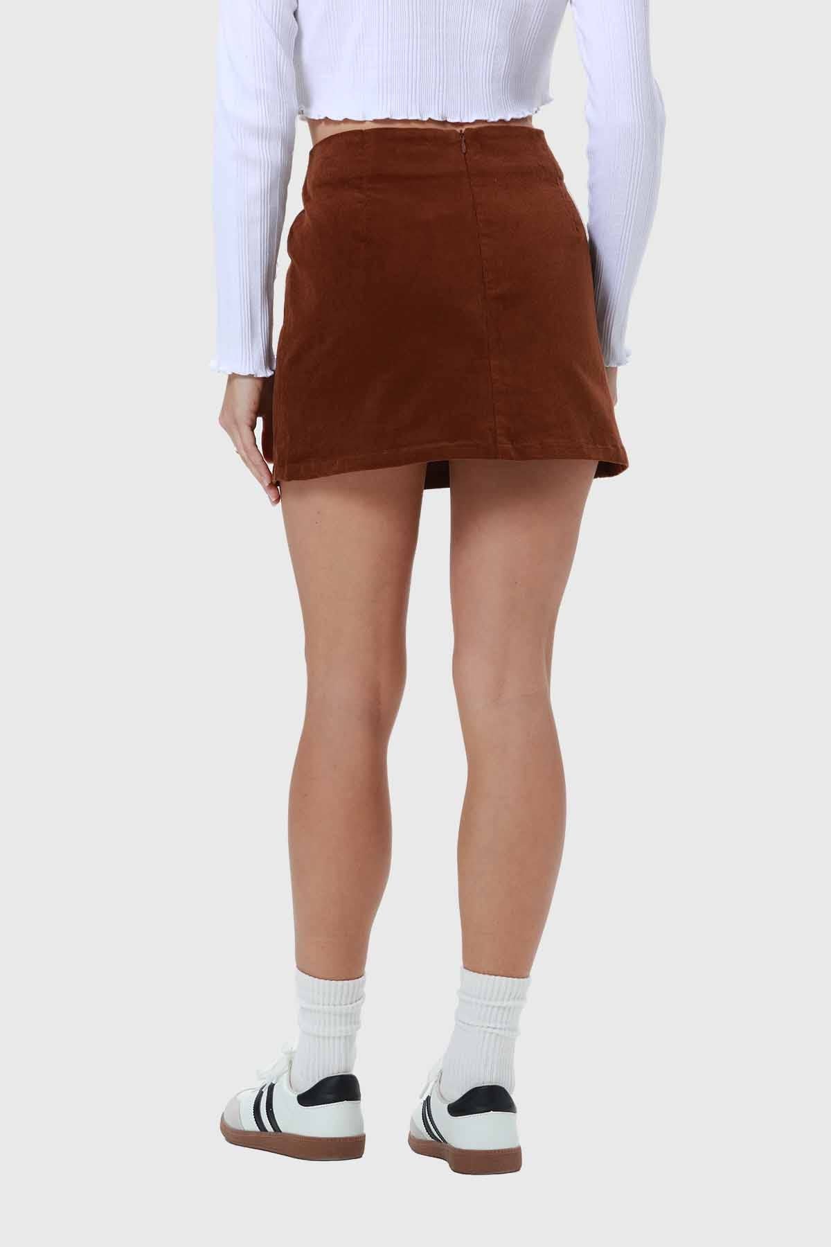 Falda Mujer Cotelé Café