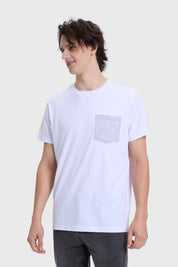 Polera Hombre Con Bolsillo Blanco