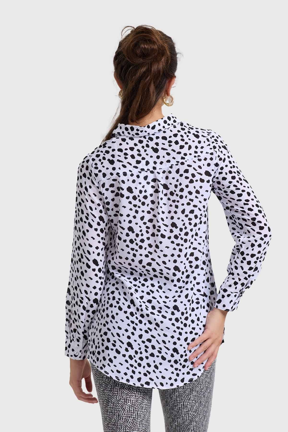 BLUSA MUJER ABOTONADA BLANCO / NEGRO