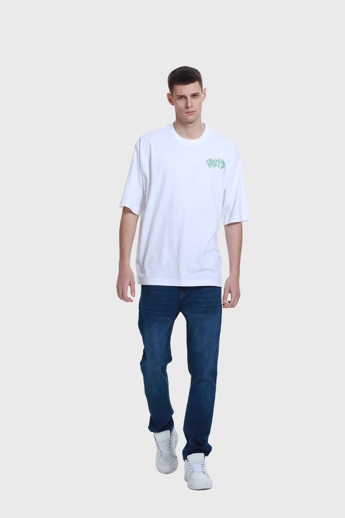 Polera Hombre Doble Print Texto Blanco