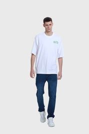Polera Hombre Doble Print Texto Blanco