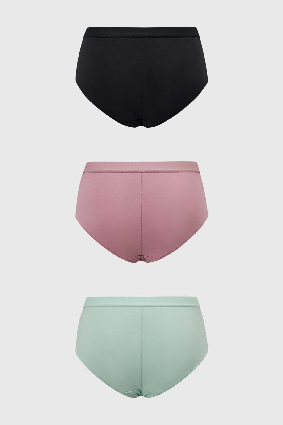 Calzón Mujer Tripack Tiro Alto Negro