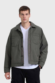 CHAQUETA HOMBRE ABOTONADA VERDE MILITAR