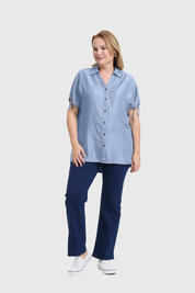 Blusa Mujer Con Ajustador Celeste