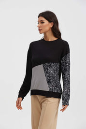 Polera Mujer Cortes Block Gris